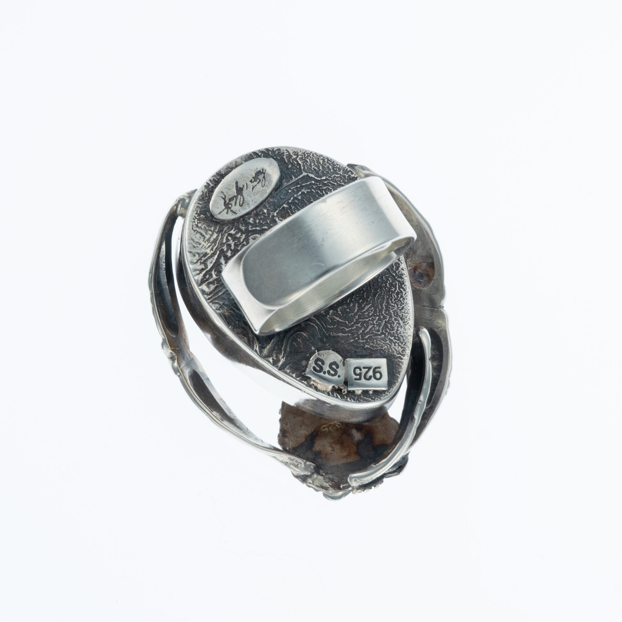 Sterling Silver and Baltic Amber Owl Ring 5